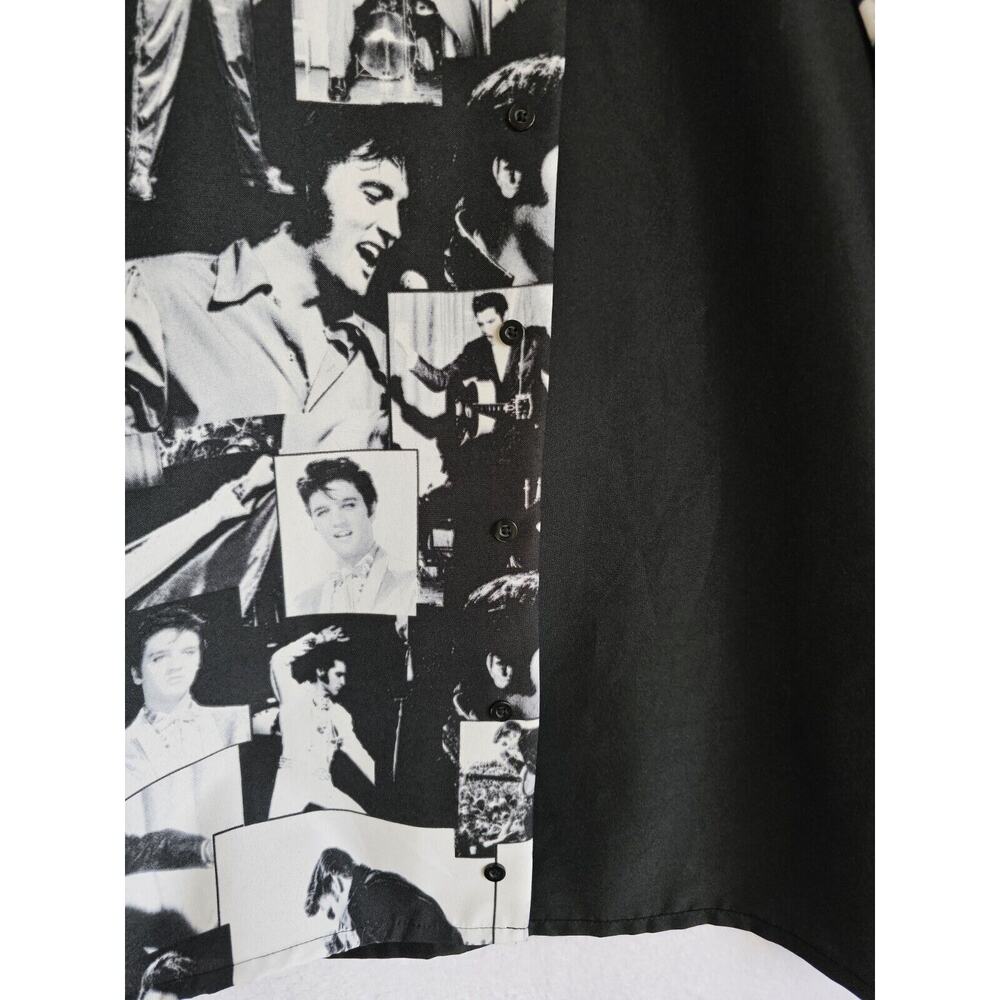 ELVIS PRESLEY Button Up Shirt Men's Size XL , Black‎ and White, Embroidered - Picture 15 of 16